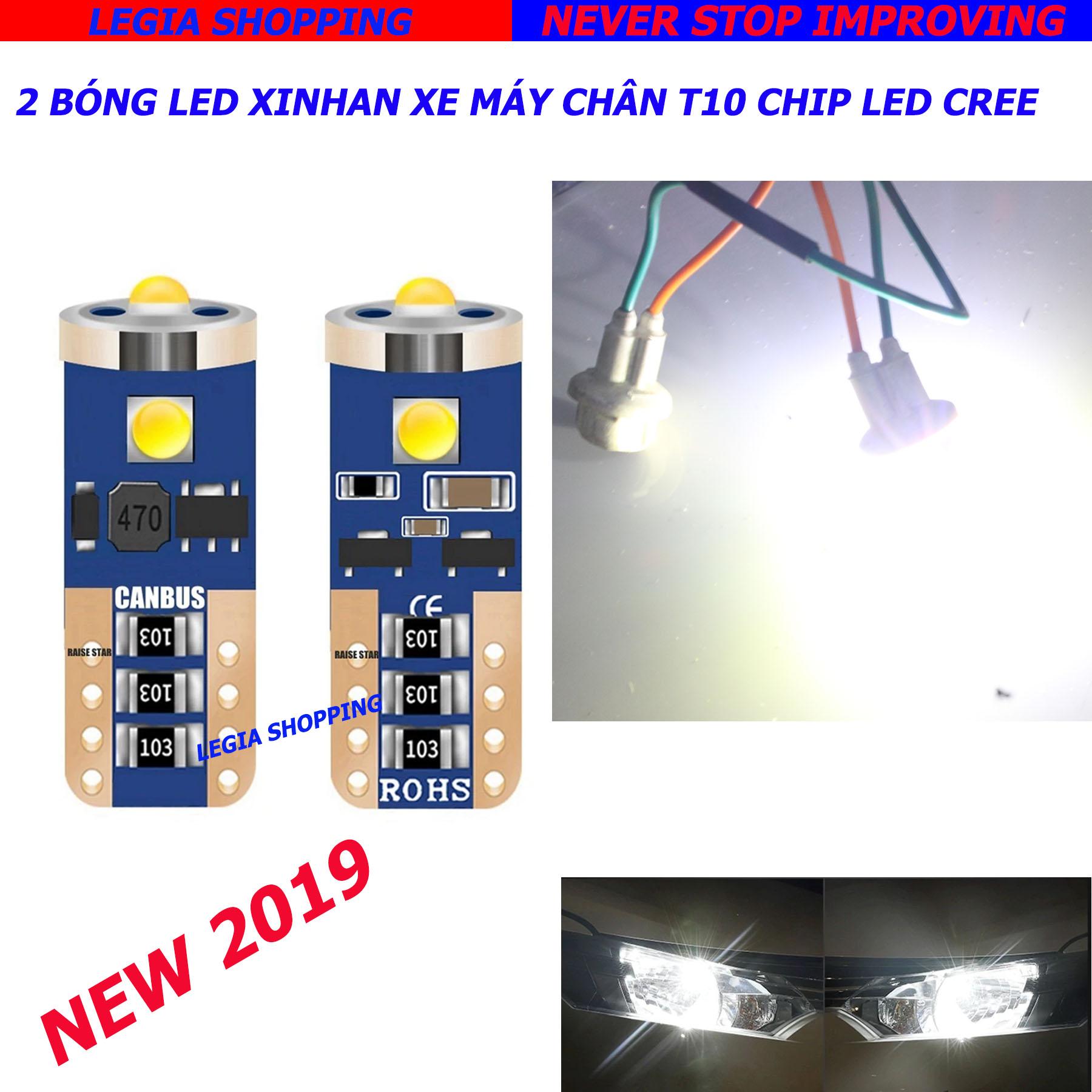 2 bóng đèn xi nhan - đề mi chân t10 chip cree siêu sáng 2019 màu trắng