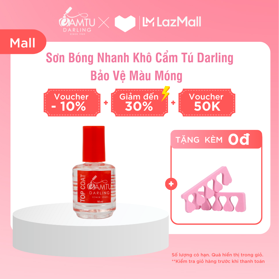 Sơn Bóng Nhanh Khô TOP COAT Tự Khô Cẩm Tú Darling Chính Hãng, Bảo Vệ Màu Móng