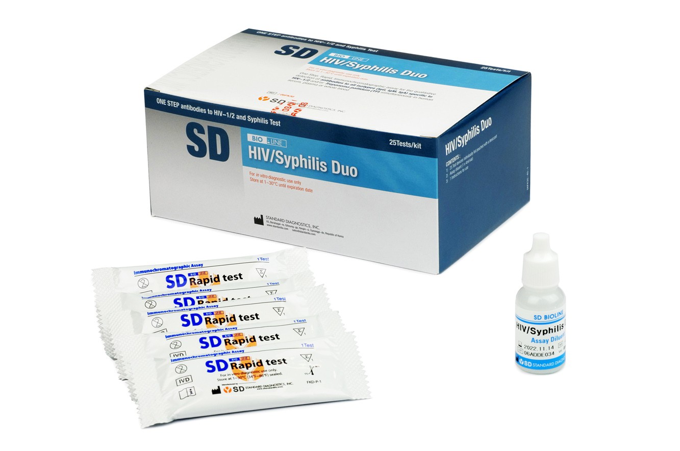 Que thử xét nghiệm hiv và giang mai tại nhà, sd hiv/syphilis duo 25 test/1 hộp