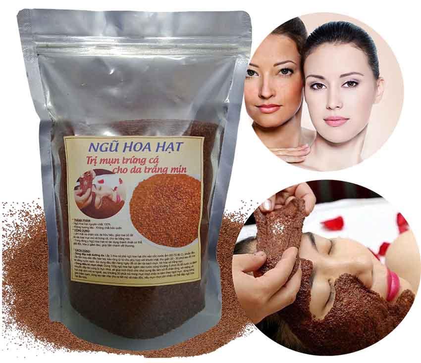 [HCM]100G Ngũ Hoa Hạt Trị mụn trắng da - Tặng mặt nạ giấy giữ ẩm trắng da
