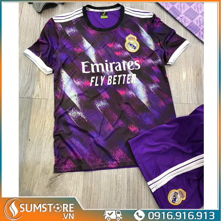 Áo đá banh clb real madrid tím vp - áo đá bóng đẹp mới 2021