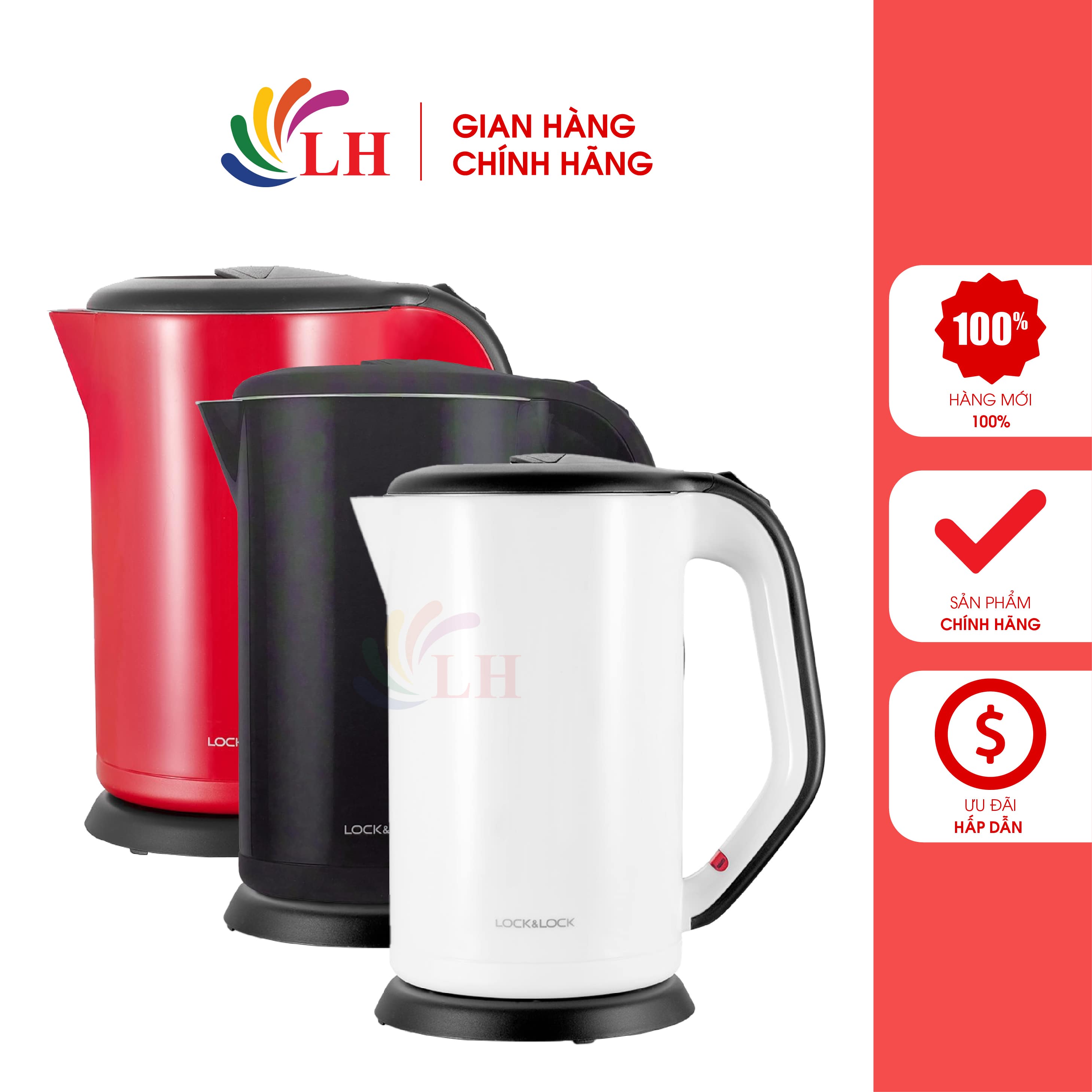 Bình đun siêu tốc Lock&Lock 1,7 lít EJK738 - Hàng chính hãng - Thiết kế hiện đại, Sang trọng, Chất liệu nhựa cao cấp