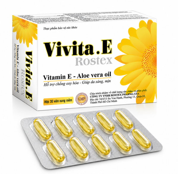 Vivita.E 400 Vitamin e 400 E đẹp da mờ thâm, chống lão háo, làm sáng và mịn da, sáng tự nhiên có tinh chất nha đam
