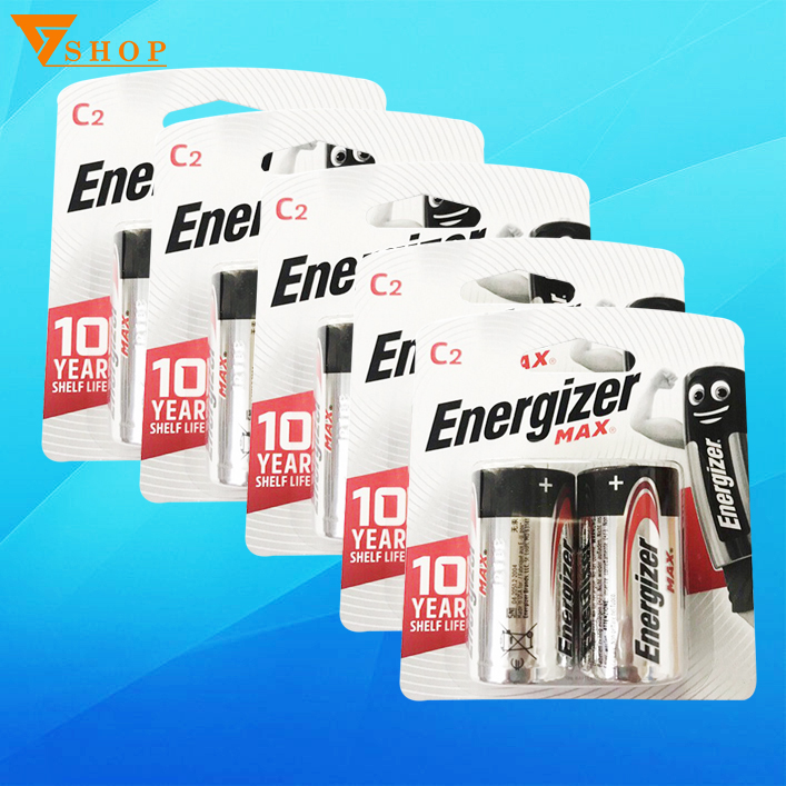 Combo 5 vỉ pin trung c energizer, pin trung e93 1.5v chính hãng