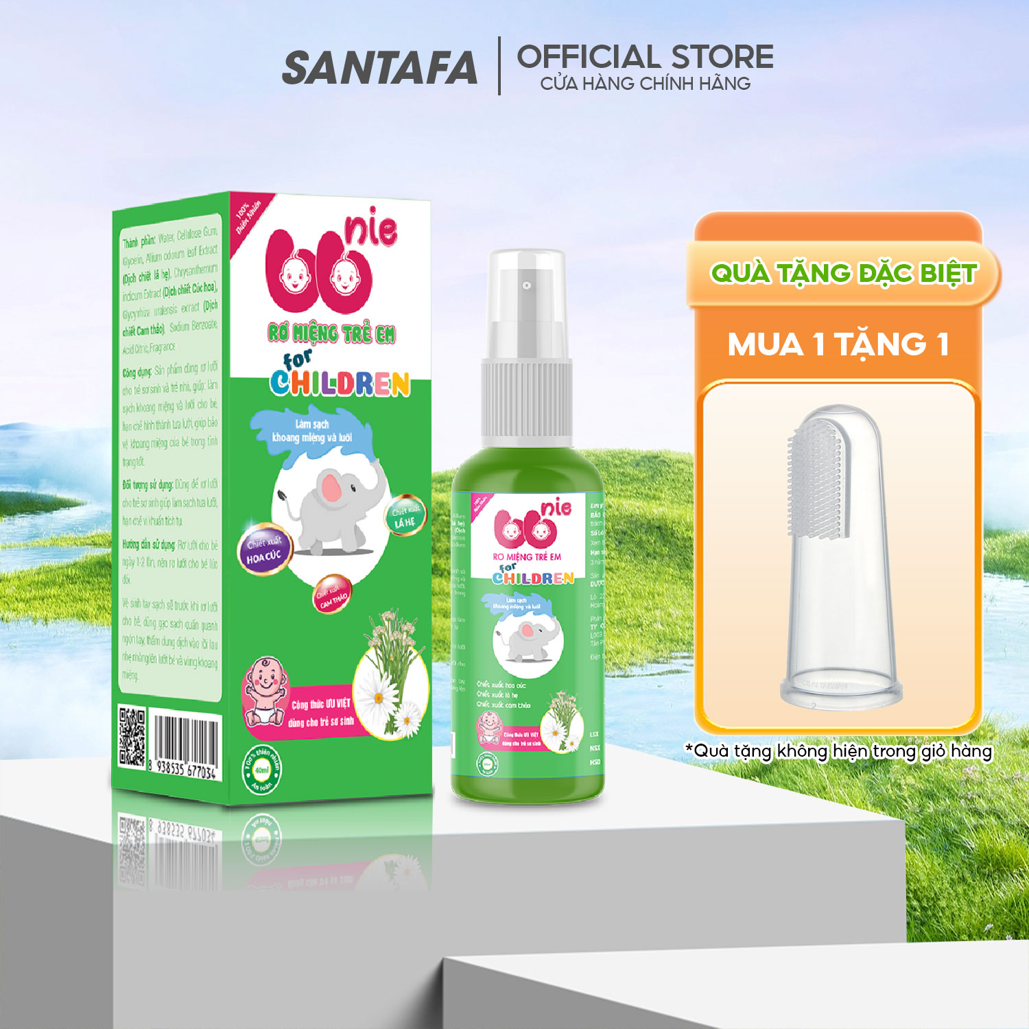 Dung dịch rơ lưỡi bbnie dùng cho trẻ từ sơ sinh giúp làm sạch khoang miệng, lưỡi - chai 40ml