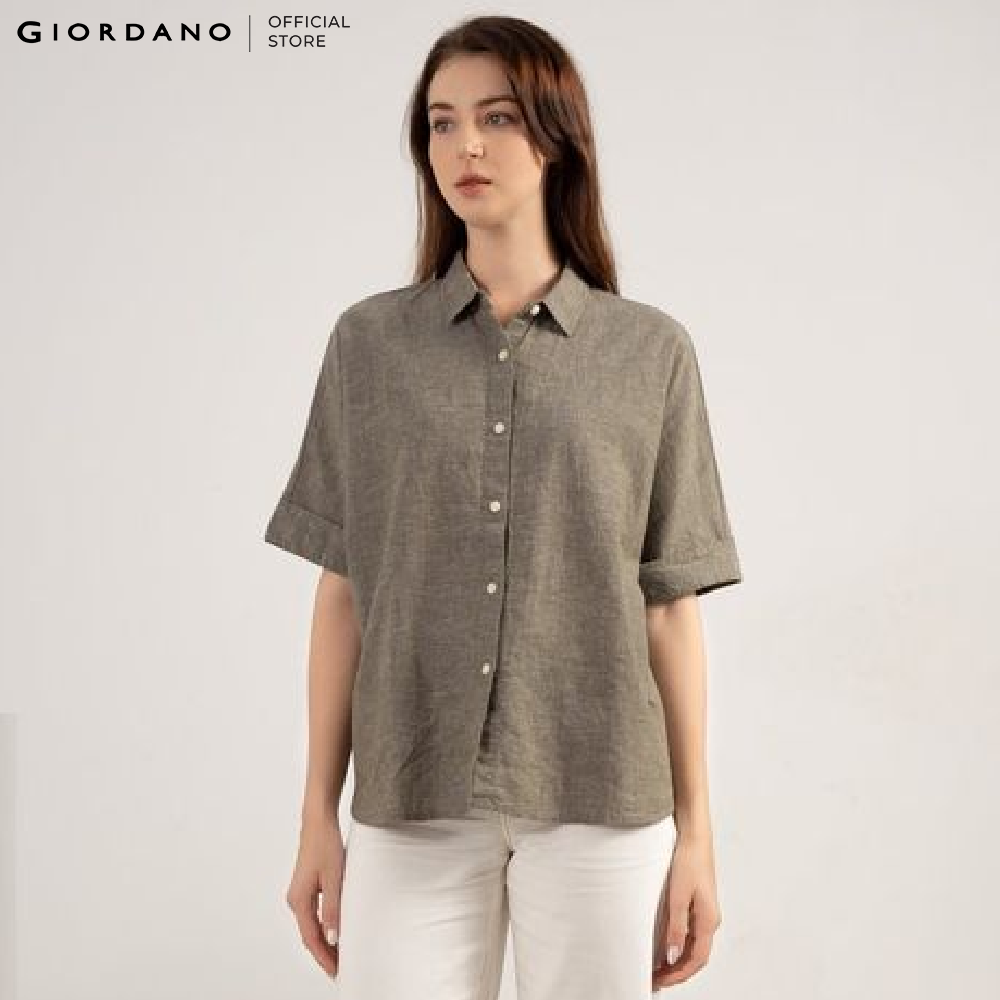 Áo Sơ Mi Ngắn Tay Nữ Linen Shirt Giordano 05340007