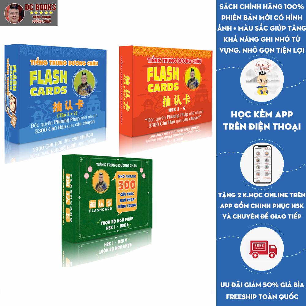 Combo Flashcard Từ Vựng Tiếng Trung 1234 Và Flashcard Ngữ Pháp - Thẻ học từ vựng tiếng Trung ( Phiên bản có hình ảnh ) - Phạm Dương Châu