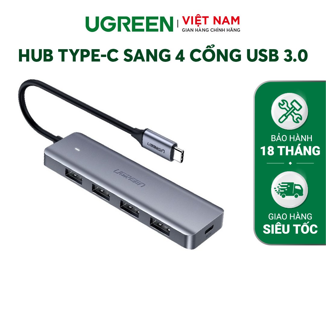 Hub mở rộng usb/type c sang 4 cổng usb 3.0 ugreen cm219 hỗ trợ cổng nguồn micro usb | tốc độ truyền tải 5gbps - bảo hành 18 tháng 1 đổi 1 - 70336 50985