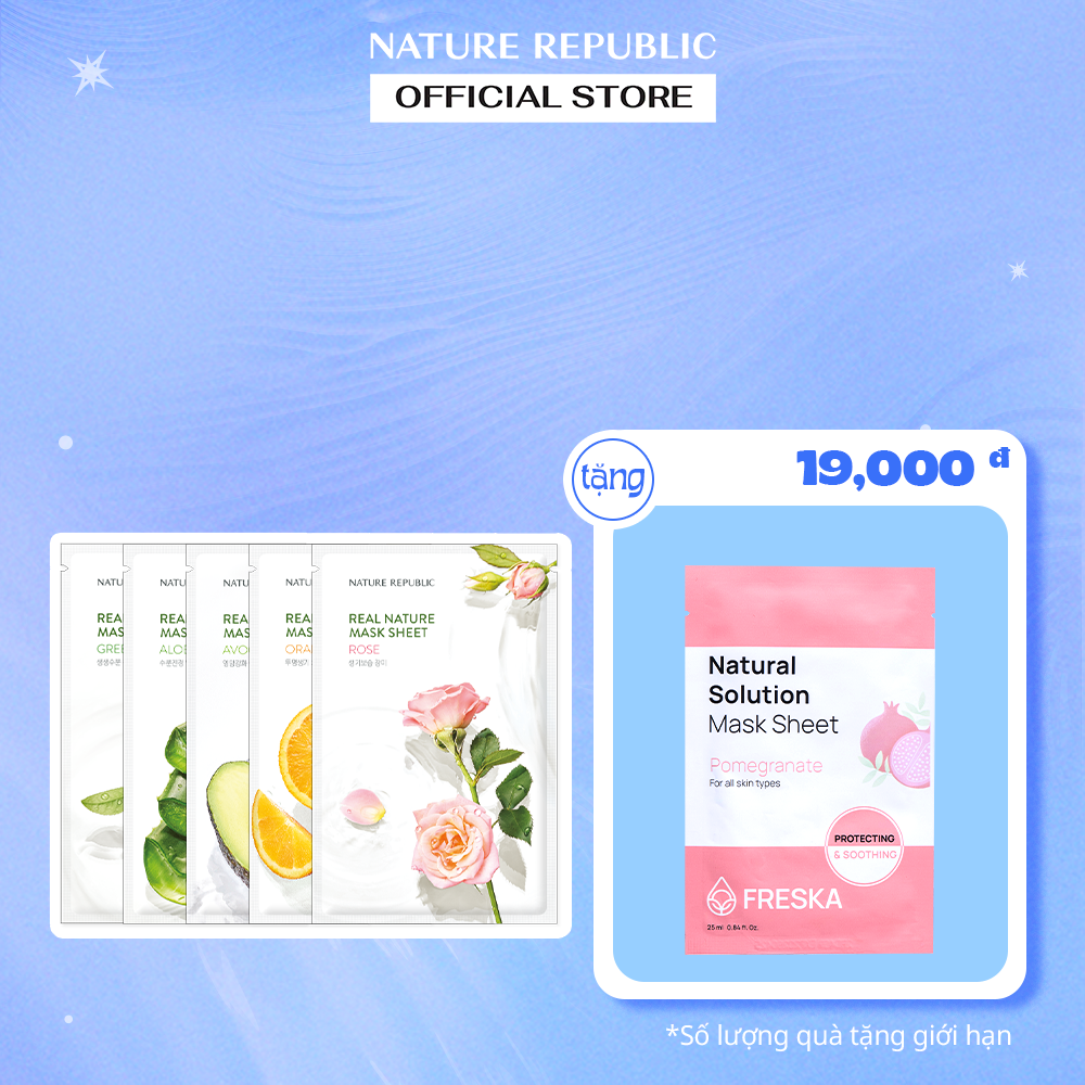 Combo 5 mặt nạ real nature mix ngẫu nhiên 115 ml