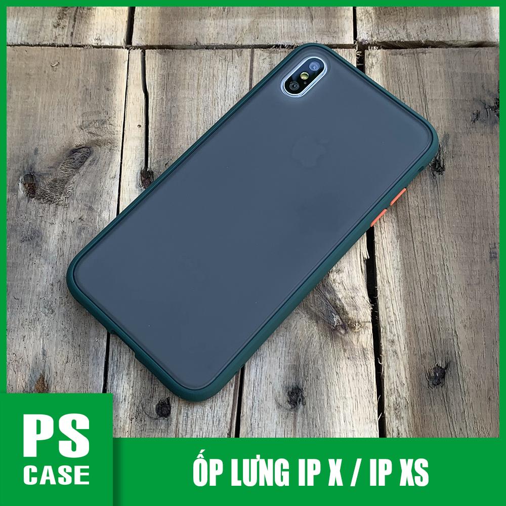 Ốp lưng chống sốc dành cho iPhone X / iPhone XS nút màu cam - Màu xanh đậm - PS Case Phân Phối
