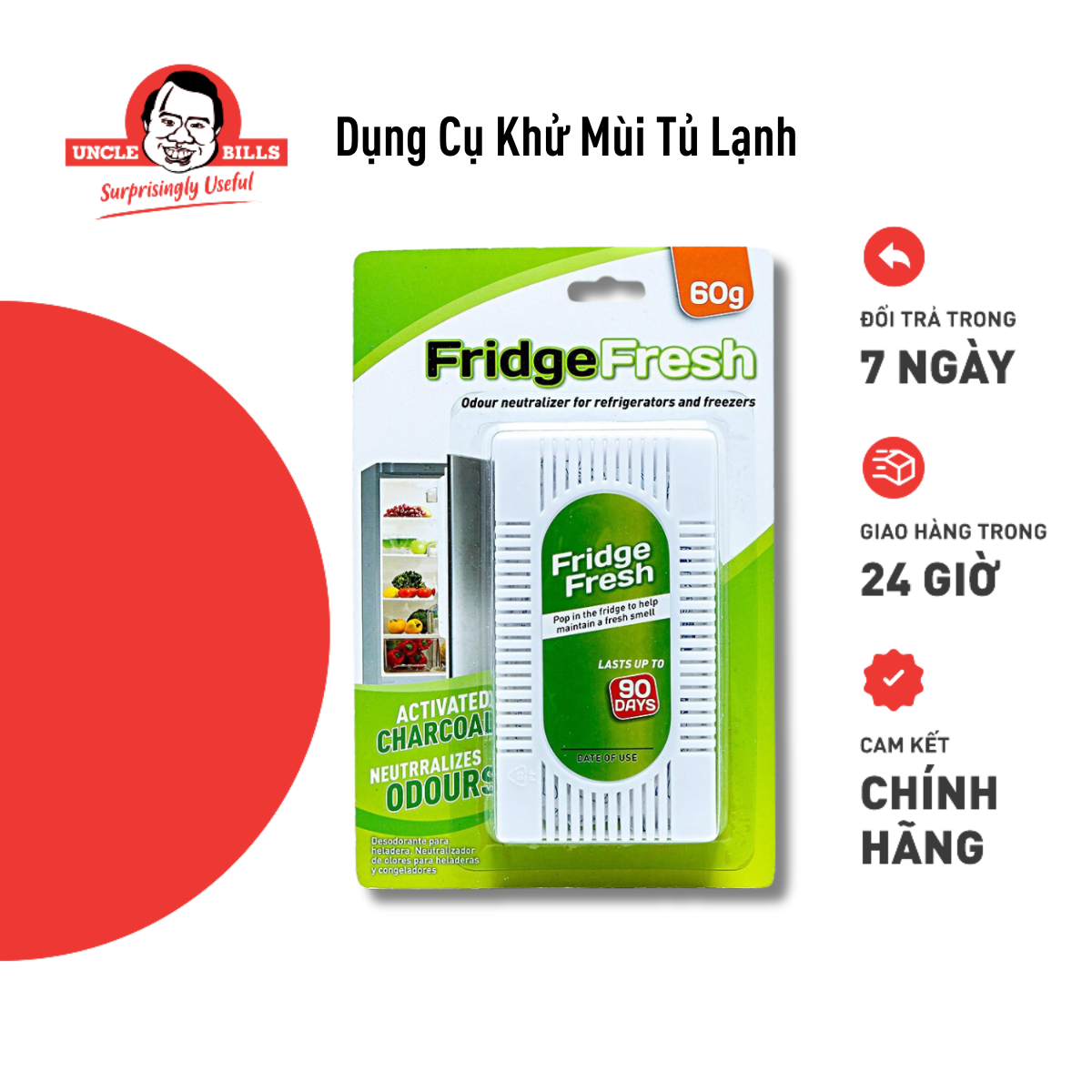 Khử mùi tủ lạnh uncle bills ba1081 loại bỏ mùi hôi khó chịu cho tủ lạnh - hàng nhập khẩu