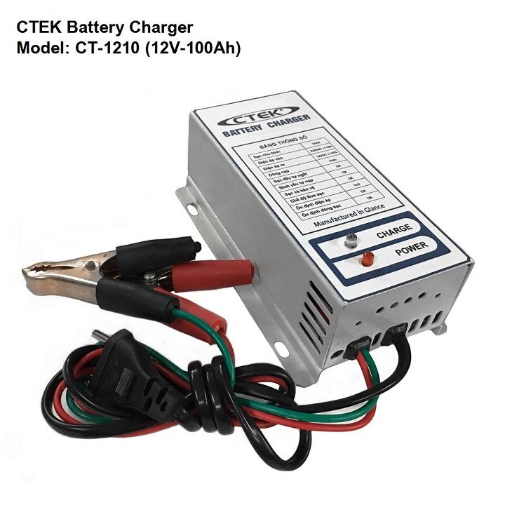 Nạp bình ắc quy cho ô tô, xe máy Ctek 12v-100ah, sạc tự động, bảo hành 6 tháng
