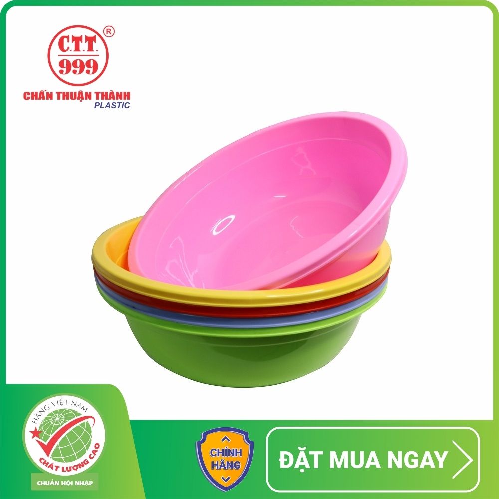Combo 5 thau nhựa tròn Chấn Thuận Thành 28x9.2cm nhiều màu - hàng Việt Nam Chất Lượng Cao TN2T820-5