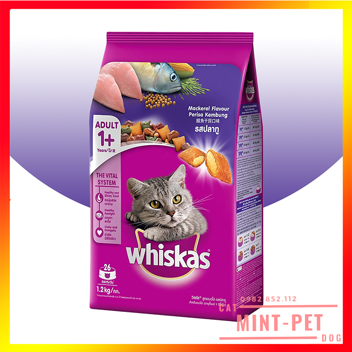 Thức Ăn Cho Mèo Whiskas Cho Mèo Trưởng Thành - Túi 1,2Kg