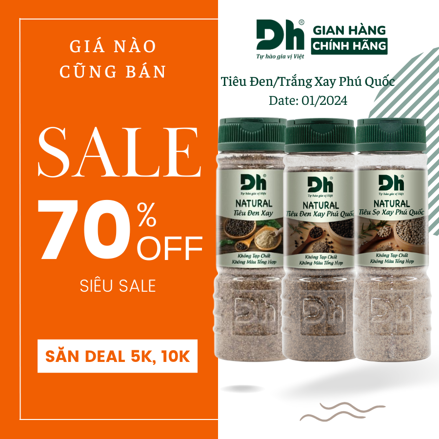Tiêu Đen, Tiêu Trắng, Tiêu Sọ Xay Phú Quốc Nguyên Chất Natural DH Foods Chế Biến Thực Phẩm 80g 45g Bếp Ulatroi