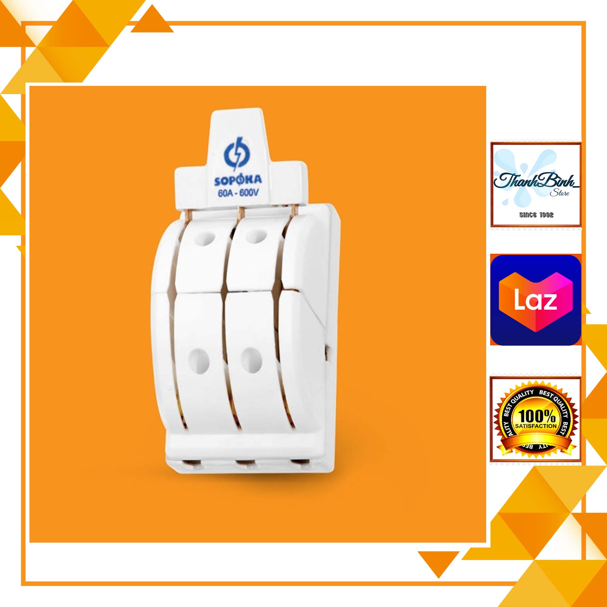 Cầu dao đế sứ đảo chiều 3 pha- 30a/ 60a sopoka/ vinakip- chống cháy