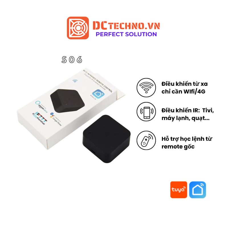 Bộ điều khiển Tivi Máy lạnh Quạt hồng ngoại Tuya S06 Wifi IR Remote Control