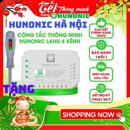 Công Tắc Wifi Thông Minh Hunonic Lahu 4 Kênh Công Tắc Điều Khiển Hẹn Giờ Điều Khiển Trên Điện Thoại