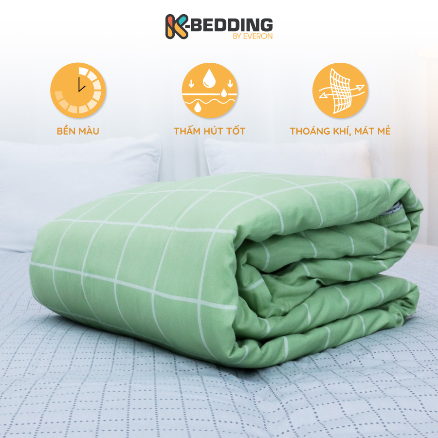 Chăn hè cotton xanh phối xám everon lite elcp 203
