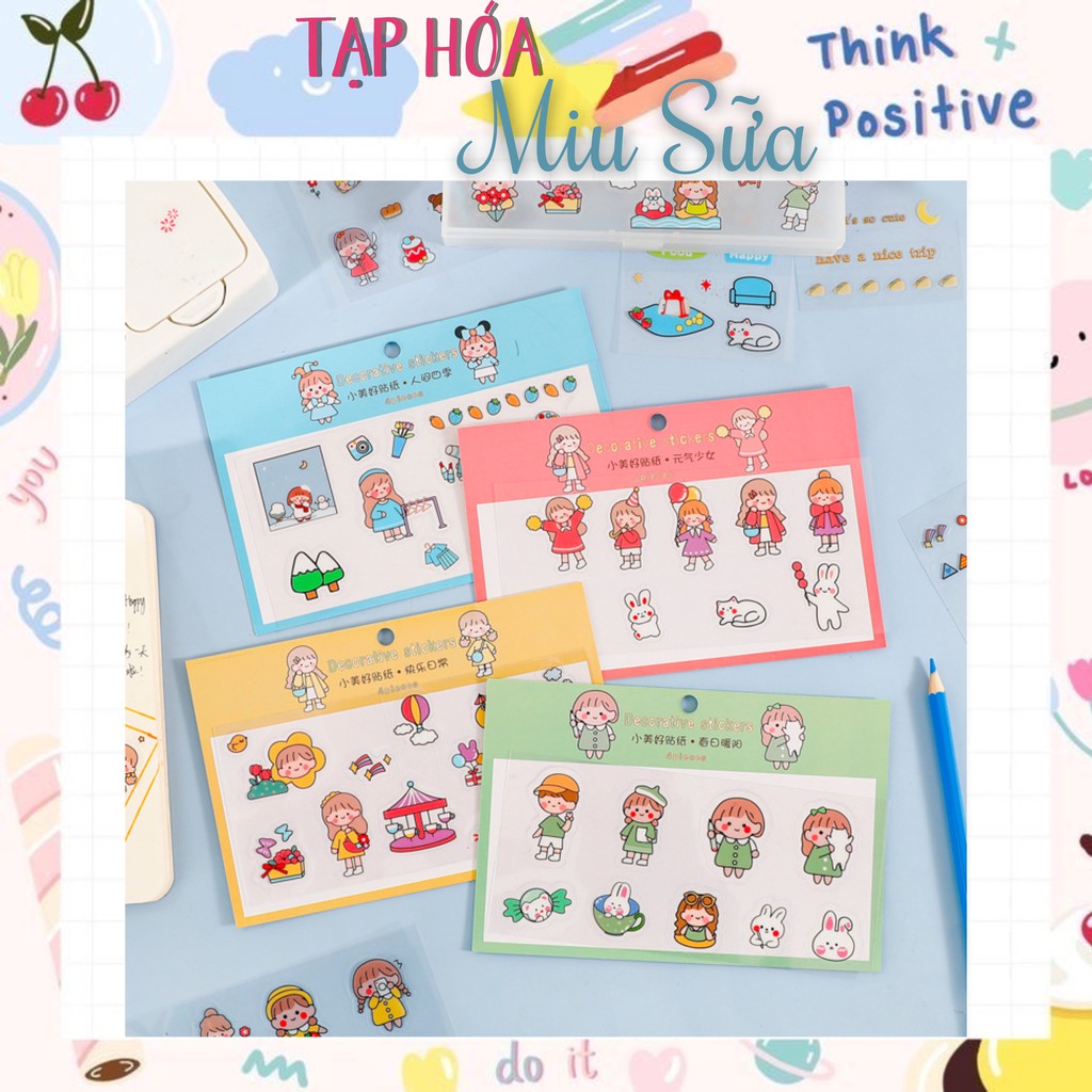 Decorative sticker 4 tấm PVC chống nước siêu to siêu cute - MiuSua