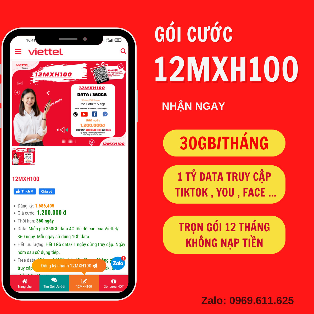 Sim 4G Viettel trọn gói 12 tháng 12MXH100 , Sử dụng mạng xã hội KHÔNG GIỚI HẠN DATA , Bảo hành trọn gói 1 đổi 1. FREESHIP - CHƯA KÍCH HOẠT.