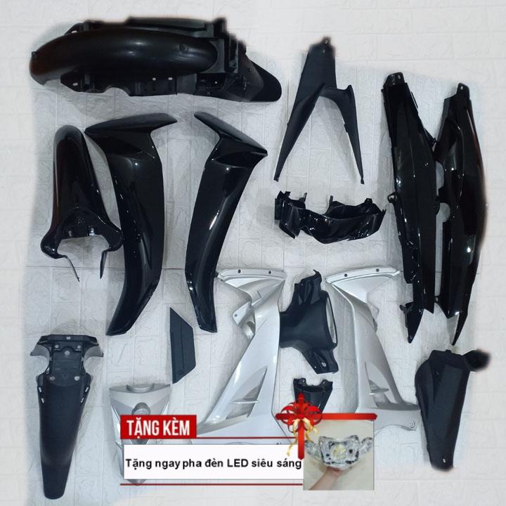 [TẶNG TEM] Bộ dàn áo SIRIUS màu ĐEN - phanh CƠ, nhựa nguyên sinh ABS cao cấp - TẶNG PHA ĐÈN 5 BÓNG LED CỰC SÁNG - có TẶNG BỘ TEM 3 lớp xịn