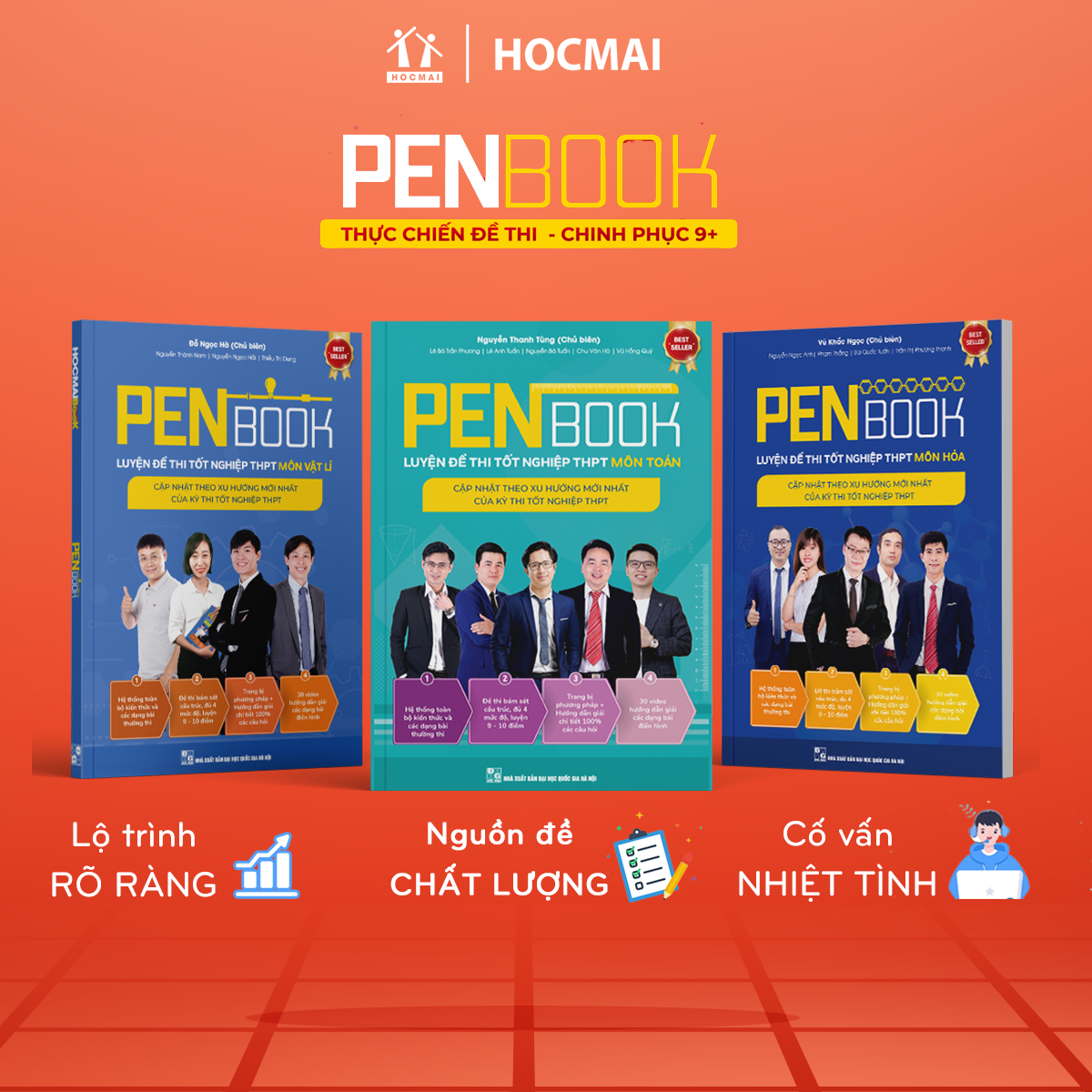 Combo 3 cuốn PENBOOK Khối A – Luyện đề thi tốt nghiệp THPT lớp 12 & luyện đề thi Đại Học mới nhất 2024 môn Toán, Lí, Hóa dành cho 2K6