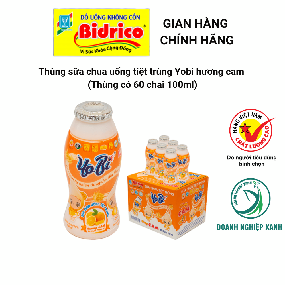 Sữa Chua Uống Tiệt Trùng Yobi Hương Cam ( Thùng 60 chai 100ml ) - Sản phẩm của Bidrico
