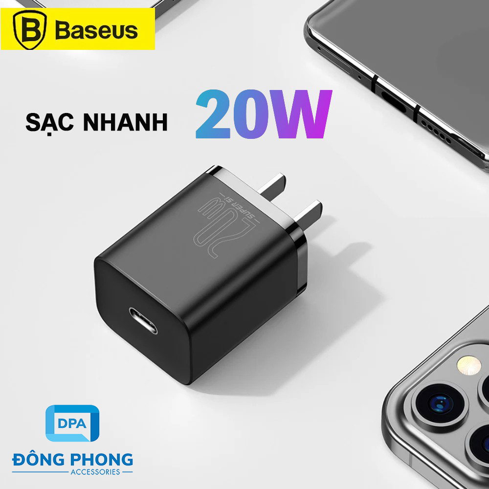 Củ Sạc Nhanh Baseus PD 20W Super Si Chính Hãng