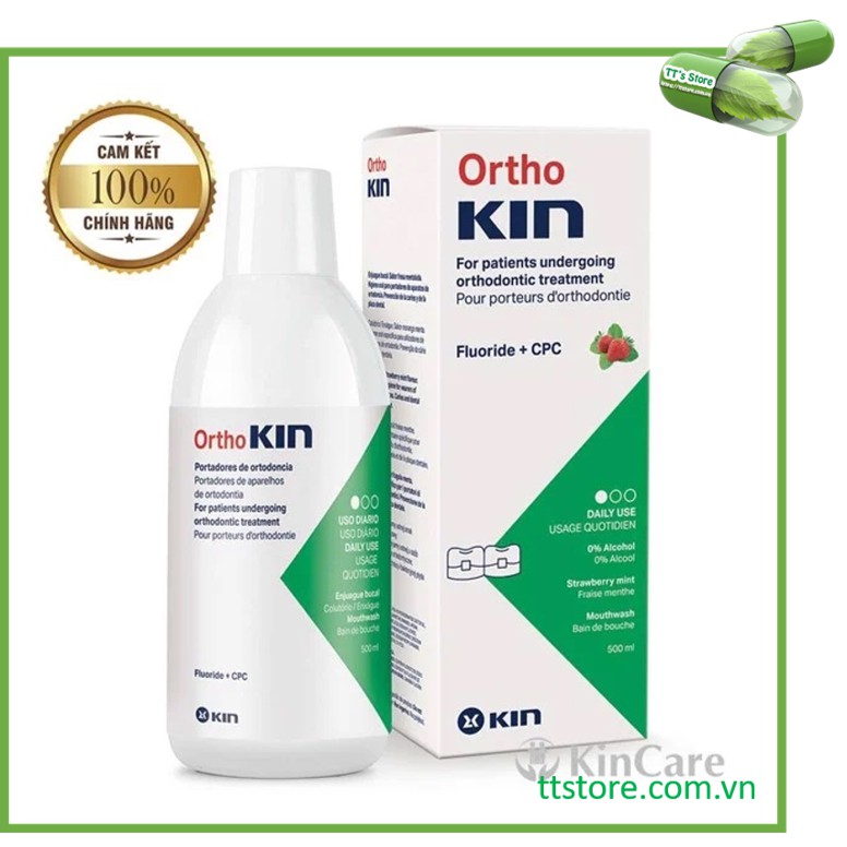 Ortho KIN 500ml - Nước súc miệng cho răng niềng chỉnh nha