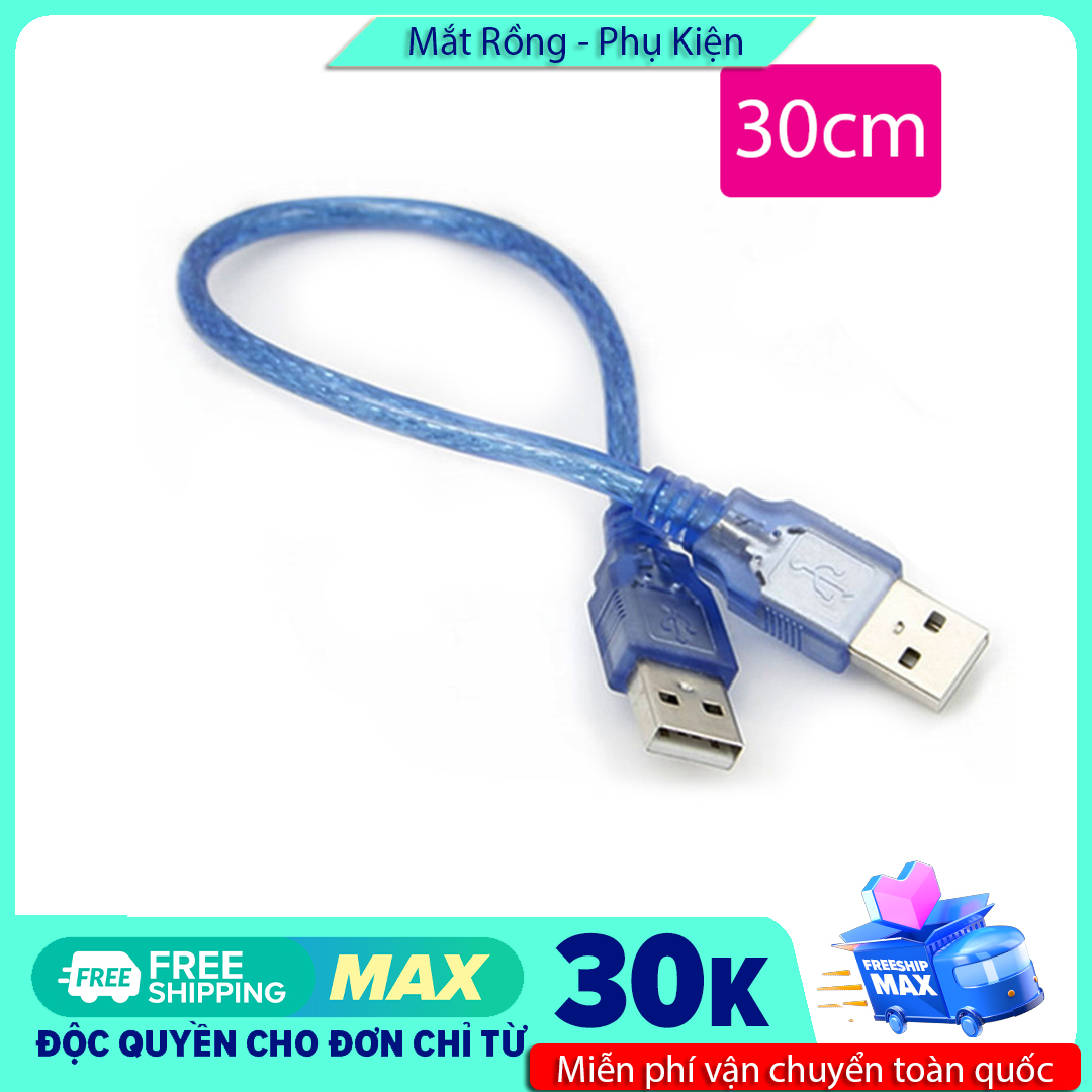 Xả hàng - Cable USB 2 đầu màu xanh loại tốt - dài 30cm