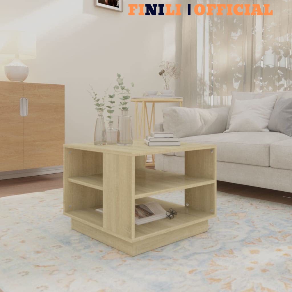 Freeship bàn trà hình vuông, bàn sofa 2 tầng hình vuông đẹp bàn trà gỗ kt 40x40 50x50cm gõ mdf chuẩn 17mm chắc chắn fnlo503