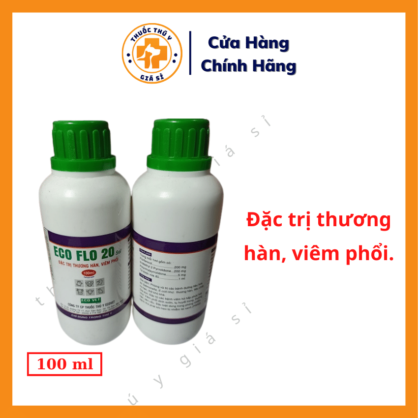 "Hoàn tiền đến 10%" Eco Flo 20 Sol 100ml - Trị Bệnh Thương Hàn, Viêm Phổi, Phòng Nhiễm Bệnh PRRS Ở Gia Cầm, Lợn, Trâu, Bò, Dê, Cừu - Thú Y Giá Sỉ