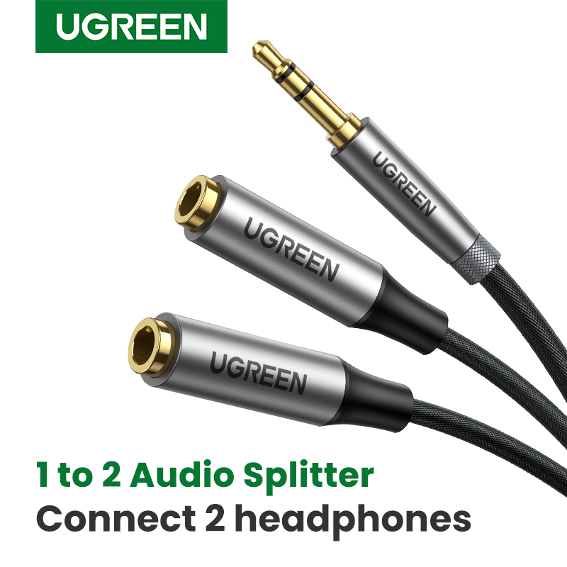 UGREEN 22cm Headphone Splitter Audio Cable 3.5mm Male to 2 Female Jack 3.5mm Splitter Adapter Aux Cable for iPhone 14 Plus/iPhone 14 Pro Max Samsung MP3 Player