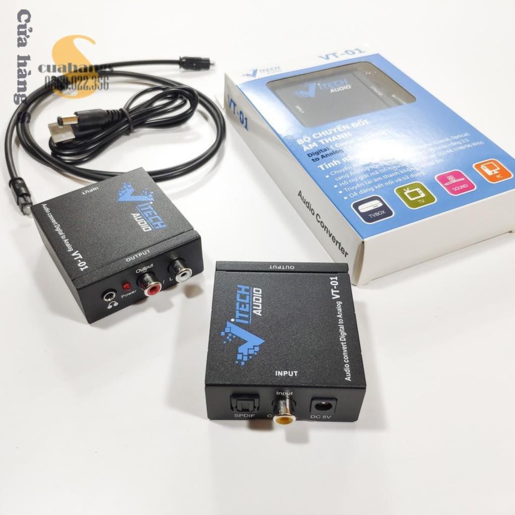 ∈ Bộ chuyển đổi optical âm thanh quang học sang AV ra audio VAudio tiếng to - BH 12 tháng