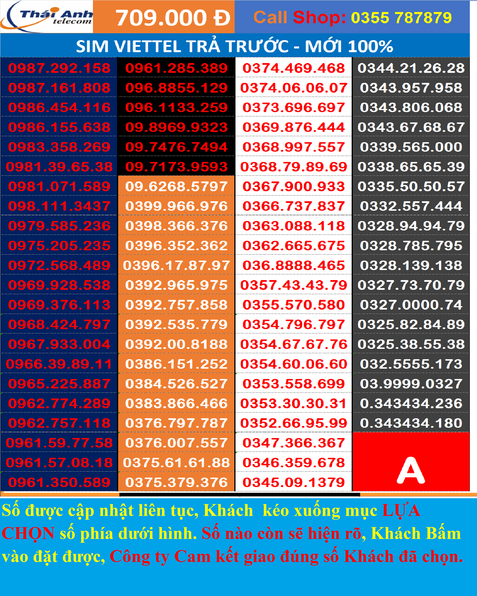 Sim đẹp Viettel Trả trước -Chọn số - Nghe gọi, Nhắn Tin, 4G , Sim mới 100%, Chưa Kích hoạt, Chưa đứng tên ai và chưa làm bất cứ dịch vụ nào, Sim gói cước Tomato và kèm theo nhiều gói 4G