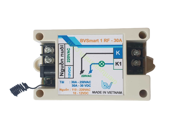 Công tắc điều khiển 01 thiết bị công suất (30A) từ xa (1km) bằng remote RF