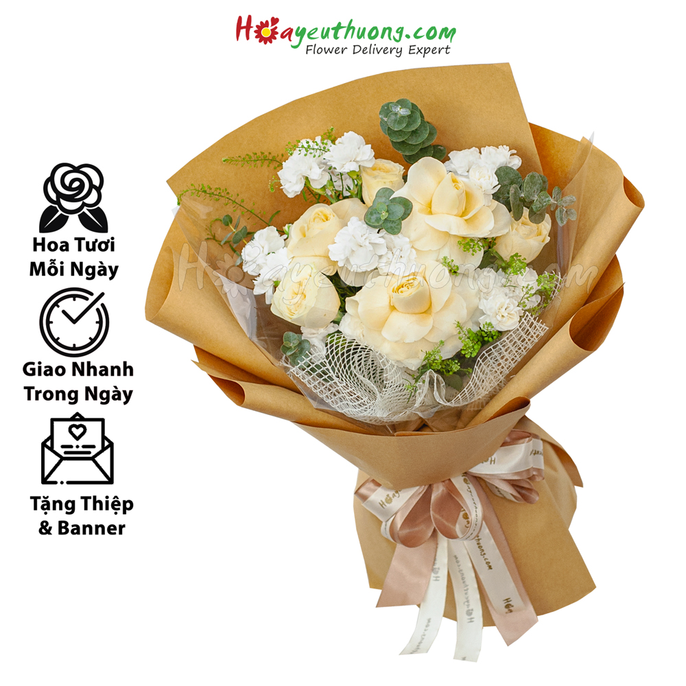 Bó hoa hồng vàng "Victo rose" 15234 Hoa Yêu Thương - Hoa tươi quà tặng chúc mừng, hoa sinh nhật