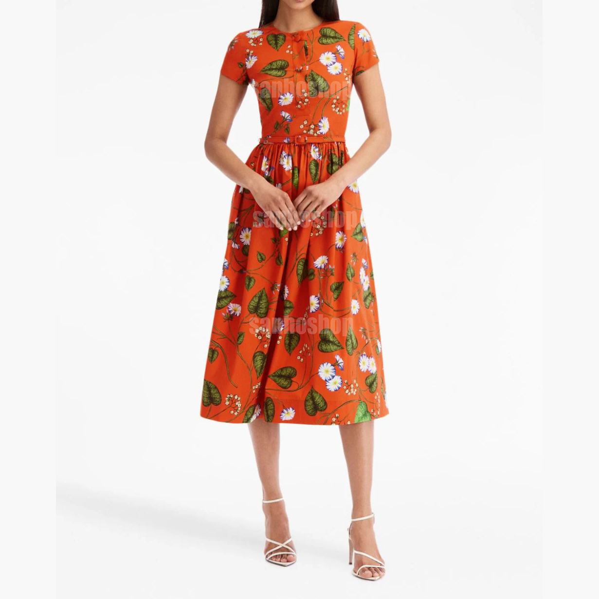 Đầm midi 0scar morning glory poplin