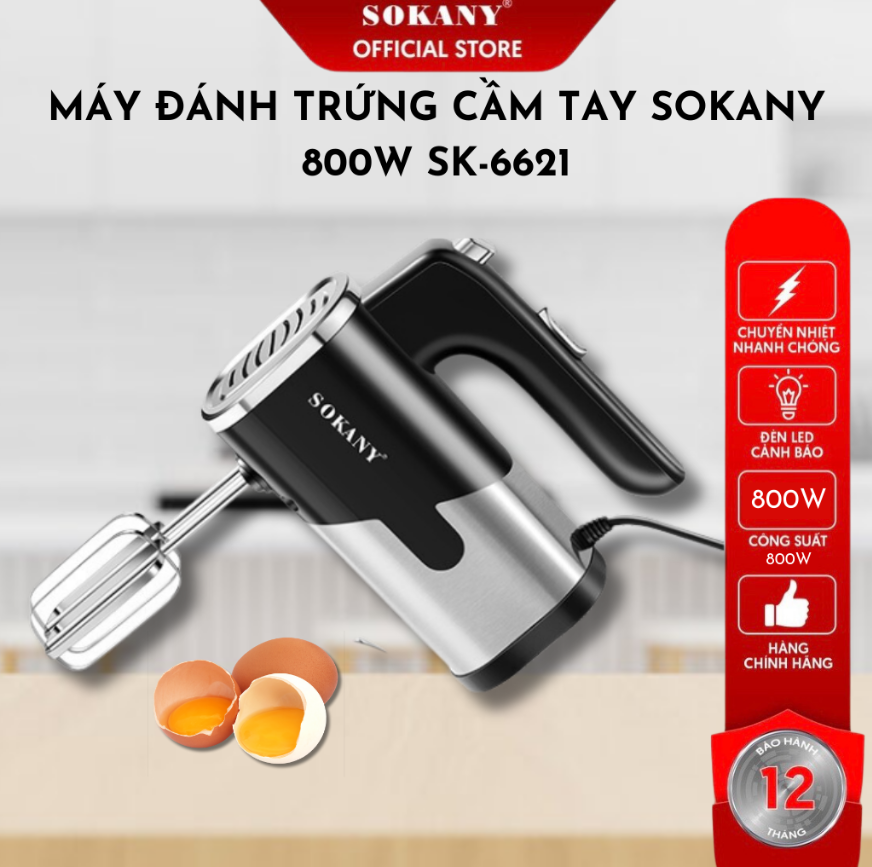 Máy đánh trứng SOKANY . Có 5 chế độ chuyên dụng tùy chỉnh . Máy đánh bọt cà phê, máy trộn bột, cây đánh trứng, máy nhồi bột , máy đánh kem trộn