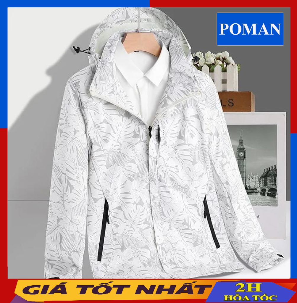 Áo khoác gió nam nữ cao cấp chống gió cản nước, áo gió nam nữ họa tiết có mũ phong cách Hàn Quốc AG04 - POMAN