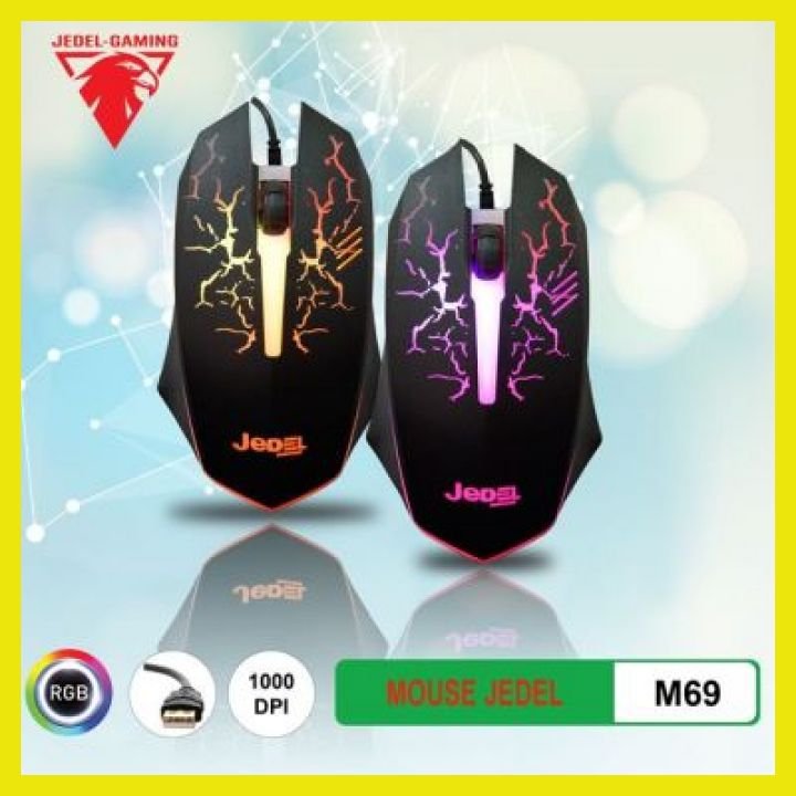 Chuột chơi game Jedel M69 led đổi màu cực đẹp - Chuột văn phòng M69 led dùng cho laptop PC giá rẻ, chuột có dây led gaming