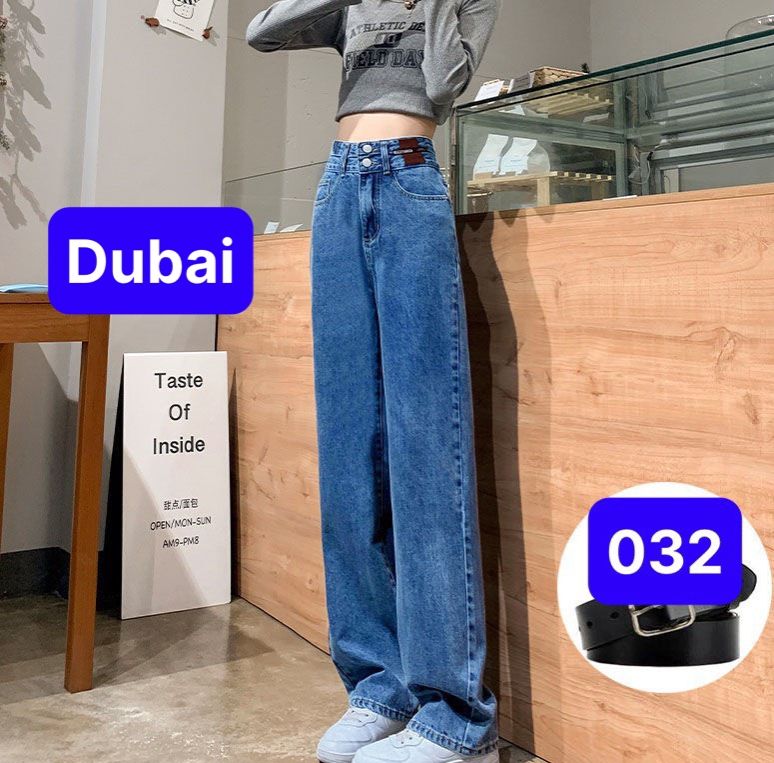 QUẦN BAGGY JEAN NỮ CHẤT BÒ ỐNG SUÔNG CẠP CAO 2 CÚC MIẾNG DA BÒ LƯNG CAO NÂNG MÔNG TREND 2023 DUBAI FASHION