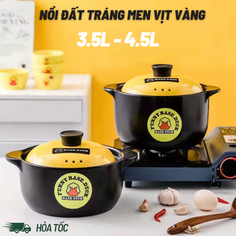 Nồi đất gốm sứ, nồi đất tráng men sứ vịt vàng siêu chống dính, nồi đất kho cá, thịt nhiệt độ cao siêu thơm ngon dễ dàng vệ sinh, nồi đất kho quẹt, nồi kho tộ cực ngon, giữ nóng lâu - giadungbv247