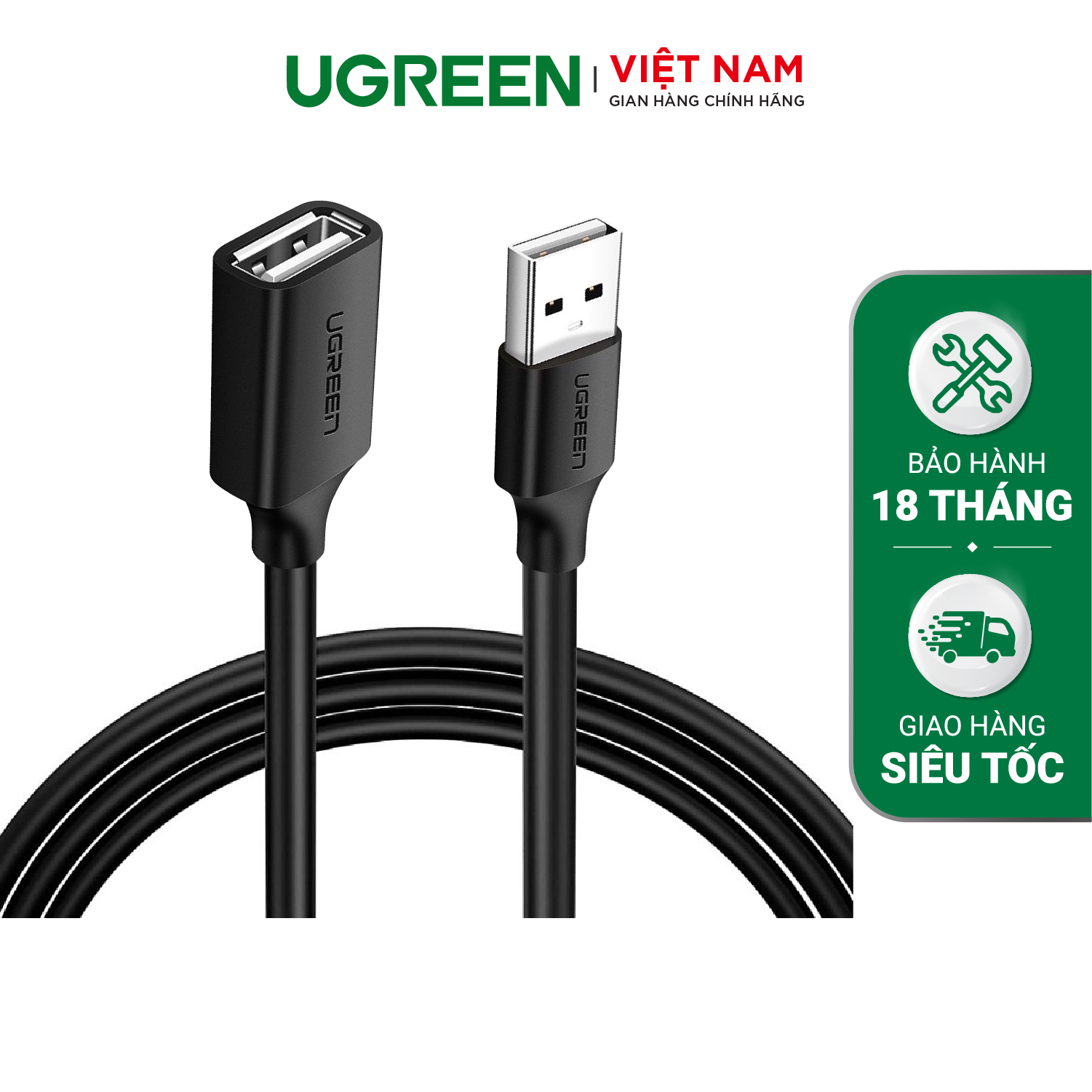 Dây nối dài USB 2.0 UGREEN US103 | Tốc độ truyền dữ liệu lên đến 480Mbps | Tương thích hoàn toàn với các máy PC và Mac | Bảo Hành 18 Tháng 1 Đổi 1 | 10313 10314 10315 10316 10317 10318.