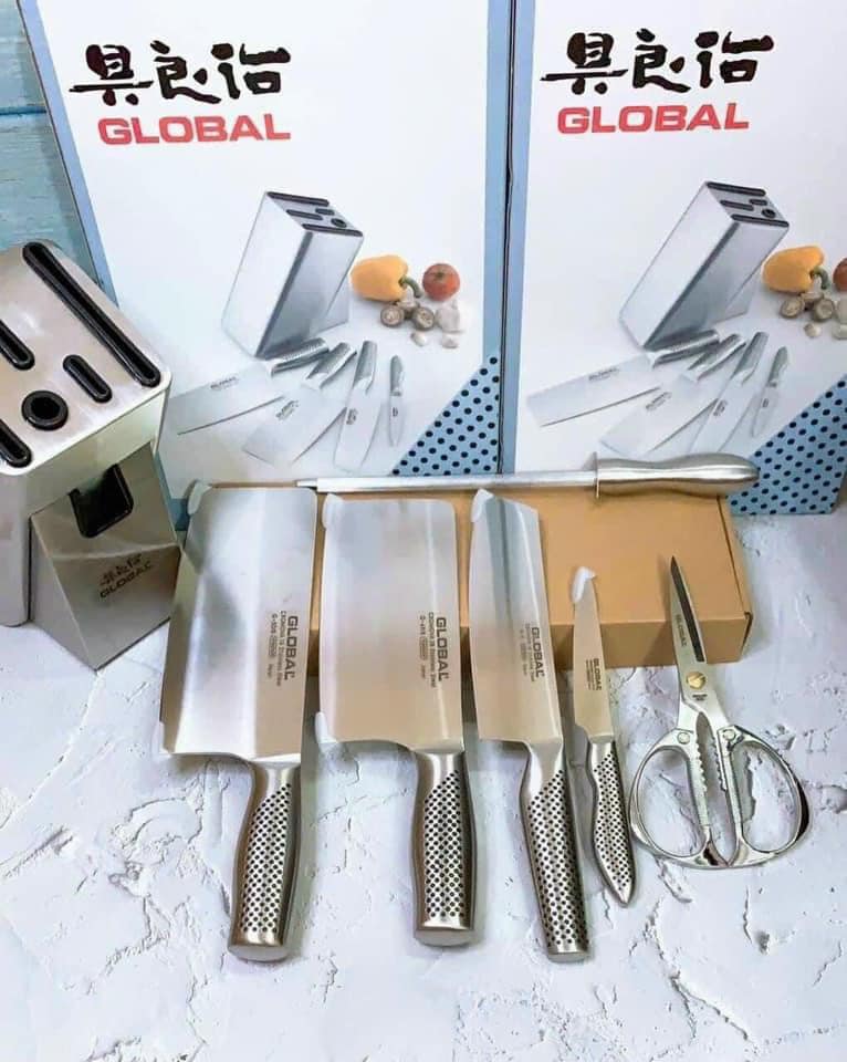 Bộ dao cao cấp đúc liền nguyên khối Global Yoshikin Nhật Bản 7 món