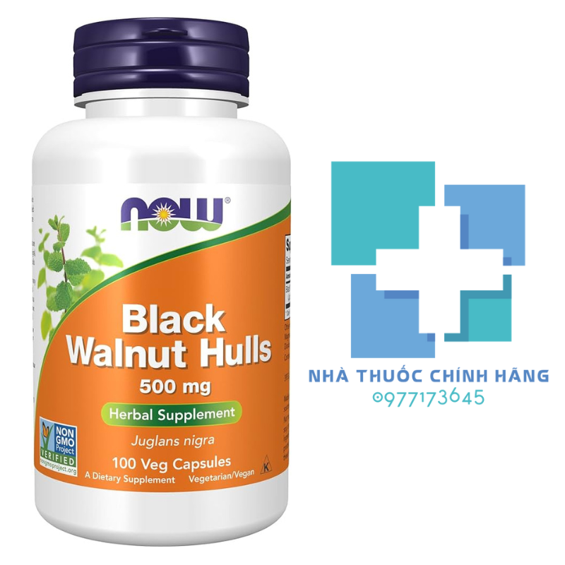 Now Black Walnut Hulls 500mg hỗ trợ giảm mỡ máu