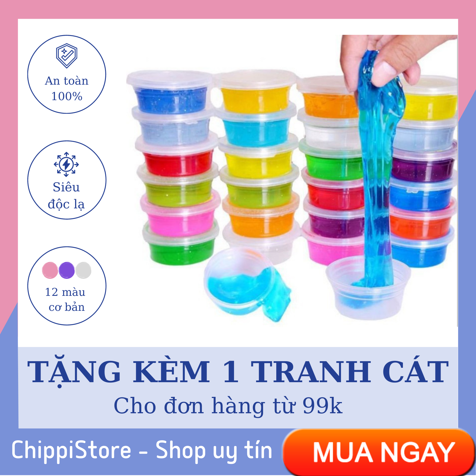 Đồ chơi slime nhiều màu, 1 lốc 12 cốc slam chất nhờn ma quái cho bé