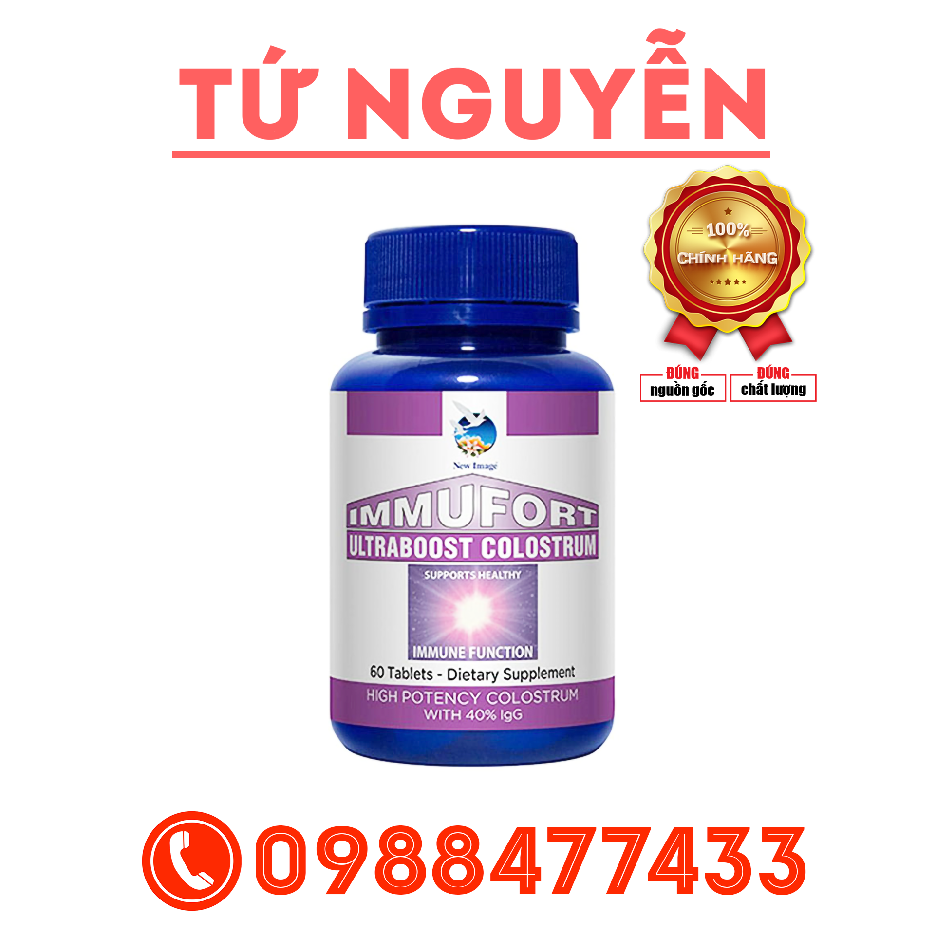Immufort Ultraboost Colostrum - Sữa non dạng viên ngậm Alpha Lipid.