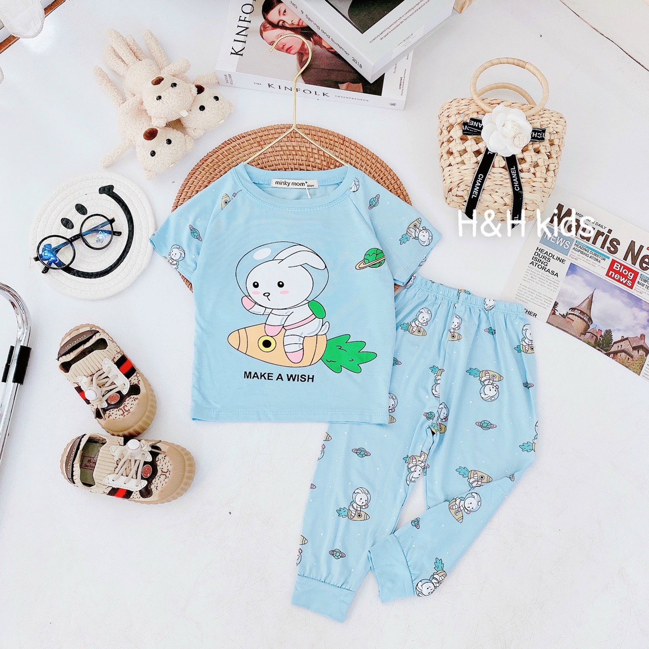 Bộ tay ngắn quần dài minky mom/ bộ tay ngắn quần dài thun lạnh minky mom cho bé